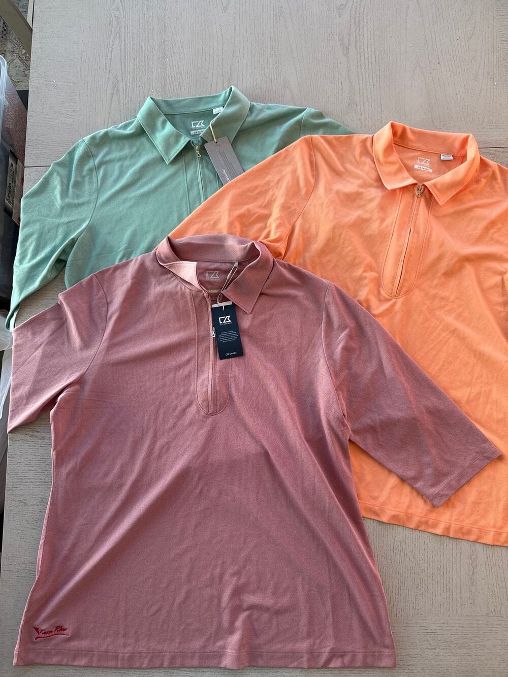 Set of 3 Cutter and Buck Ladies Blaine Oxford Three Quarter Zip Polo